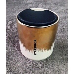 Starbucks Holiday Gold & White Ceramic Coffee Cup Mug 8 oz